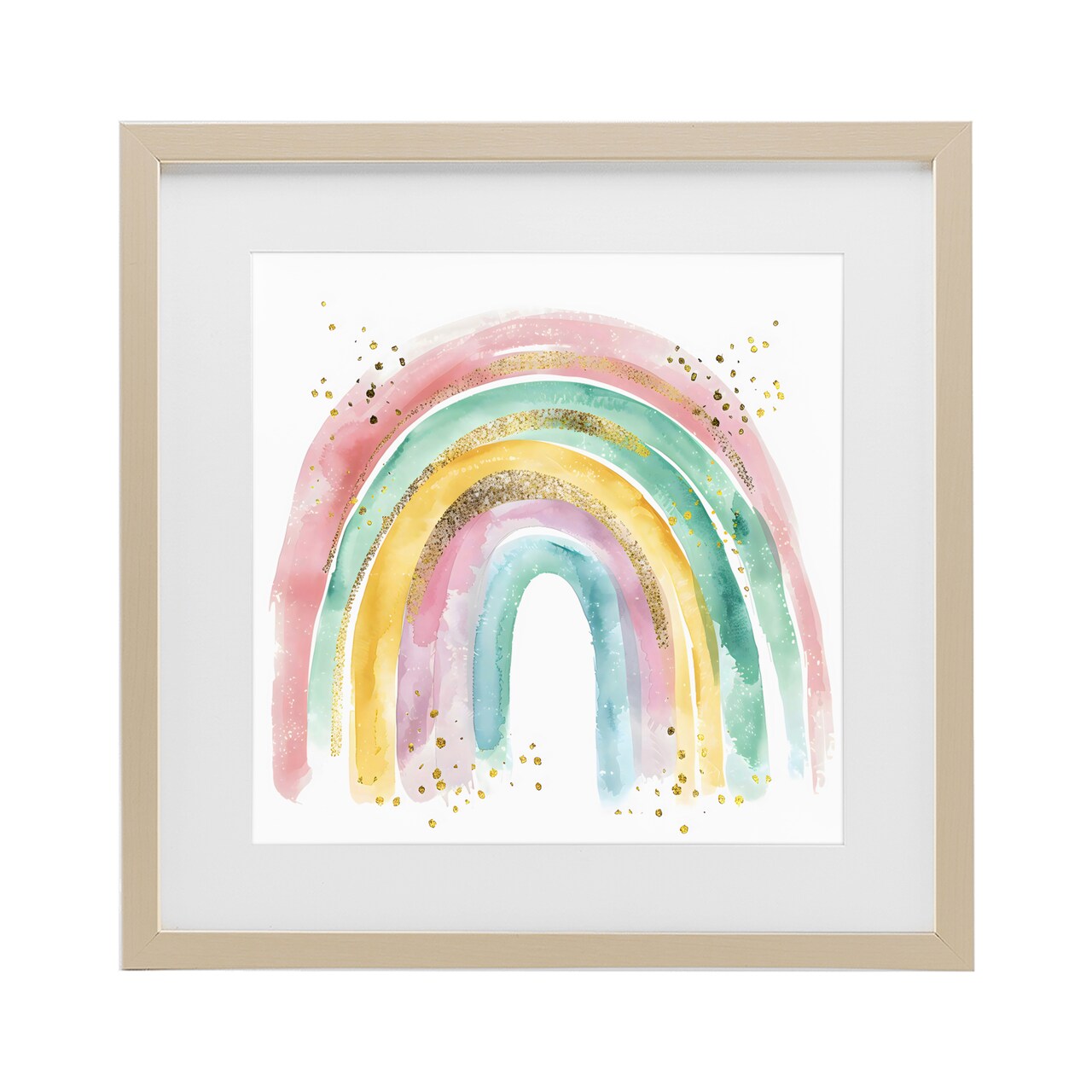 Stupell Industries Pastel Rainbow with Gold Accents Framed Print Under Glass, design by Creative Studio